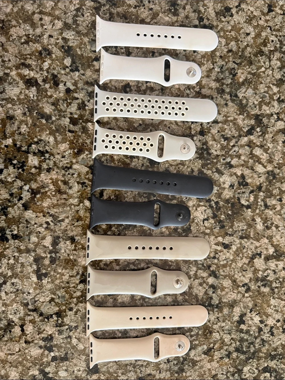 Apple Silicone Watch Bands in White, Black, and Beige